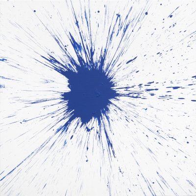 Tiscione Julian_Impact Blu, Serie Alchimia (2015) - Acrilico su tela - 100x100cm_Fronte